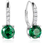 FANCIME 925 Sterling Silver Drop Dangle Earrings Leverback Clasp 6.5mm Hoop Gemstone Earrings Birthstone Jewelry Gift for Women Mom Wife Her