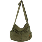 Canvas Messenger Bag Large Hobo Crossbody Bag With Multiple Pockets Casual Shoulder Tote Bag For Women And Men