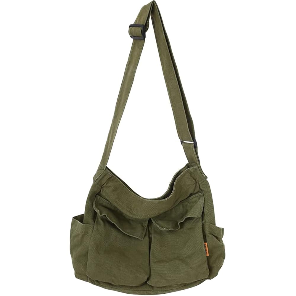 Canvas Messenger Bag Large Hobo Crossbody Bag With Multiple Pockets Casual Shoulder Tote Bag For Women And Men