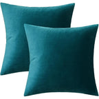 Miulee Velvet Throw Pillow Covers 18X18 Inch, Pack Of 2 - Teal, Super Soft Decorative Square Cushion Cases Modern Luxury Home Decor For Sofa, Couch, Bed, Chair