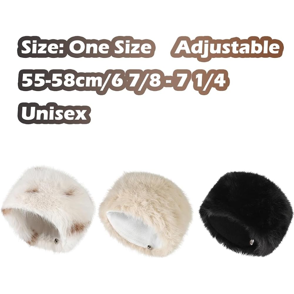 SIQITECHNO Unisex Faux Fur Cossack Ushanka Style Hat Furry Russian Trapper Hat Winter Fuzzy Outdoor Hunting Cap