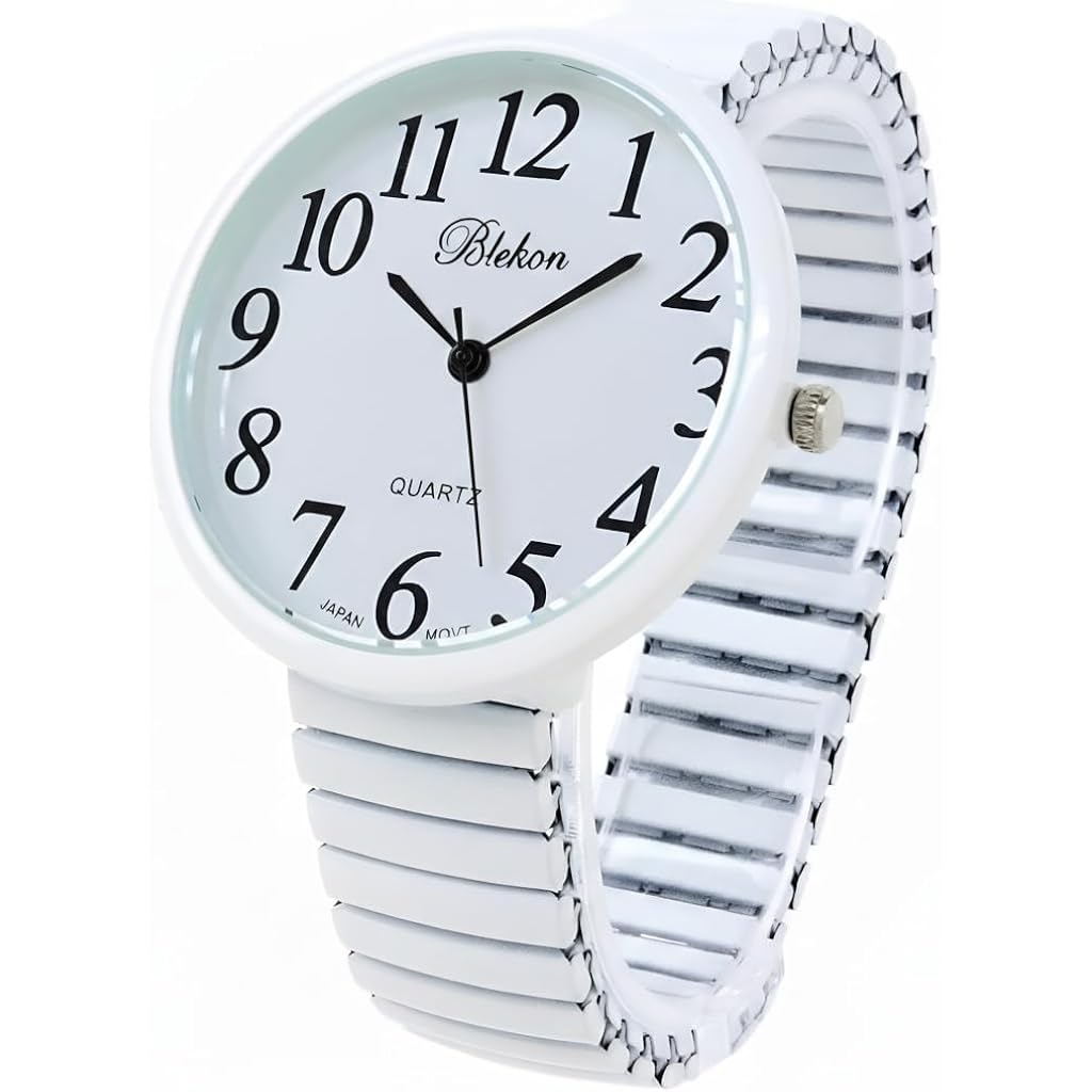 Geneva Super Large Stretch Watch Clear Number Easy Read (White)