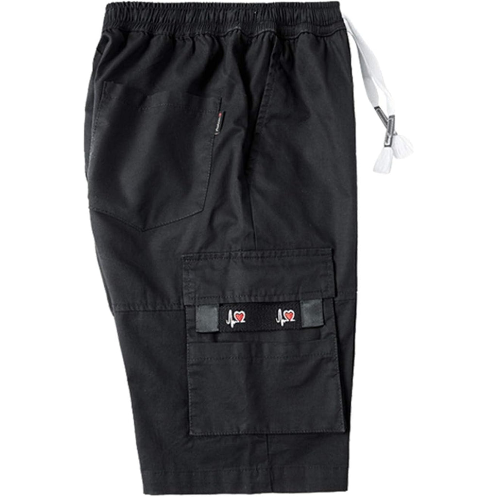 Women's Casual Cotton Elastic Waist Drawstring Loose Fit Outdoor Multi-Pockets Cargo Shorts