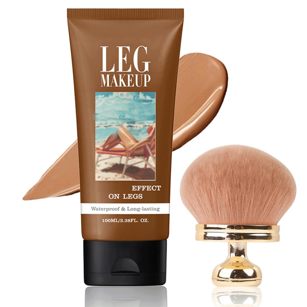 Legs Makeup Waterproof With Brush - No Transfer Body Concealer For Varicose Veins Appearance, Tattoo & Scar Cover Up For All Skin Tones, Waterproof (Bronze)