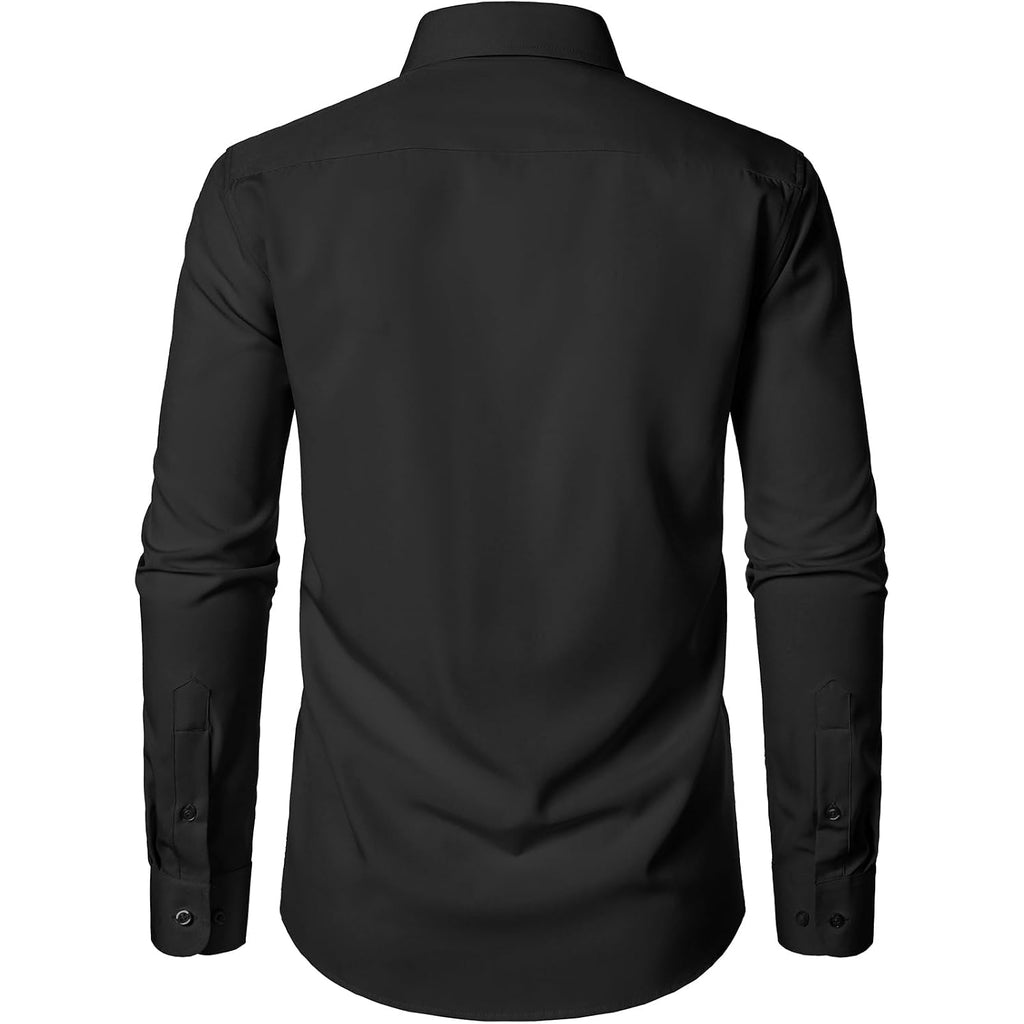 Jemitop Men'S Stretch Regular Fit Long Sleeve Dress Shirts Business Casual Button Down Shirts With Pocket