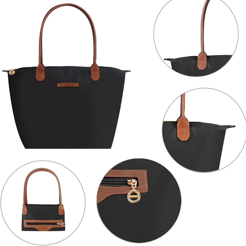 Waterproof Nylon Tote Bag For Women Lightweight Designer Handbag With Zipper Stylish And Durable Purse