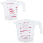 Dtdnzkn 2 Pack Measuring Cup Set, 250Ml (1-Cup) And 500Ml (2-Cup) | Plastic Liquid Measuring Cups- Baking, Cooking, Mixing & Measuring Cups, Essential Kitchen Tools