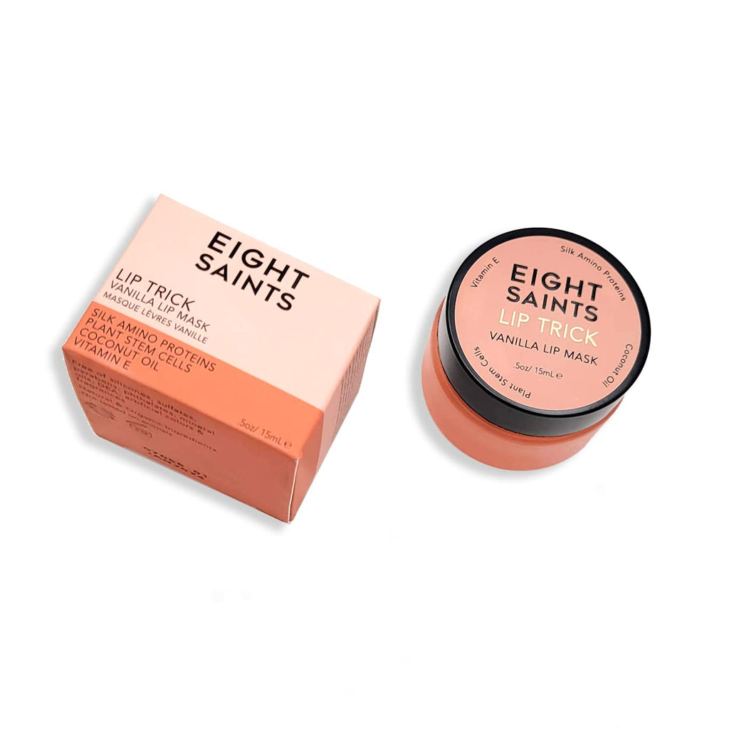 Eight Saints Lip Trick Vanilla Lip Mask, Lip Gloss Treatment for Full, Soft Lips, Plumping, Hydrating, and Wrinkles, with Vitamin E, Amino Acids, and Coconut Oil, 0.5 Ounces