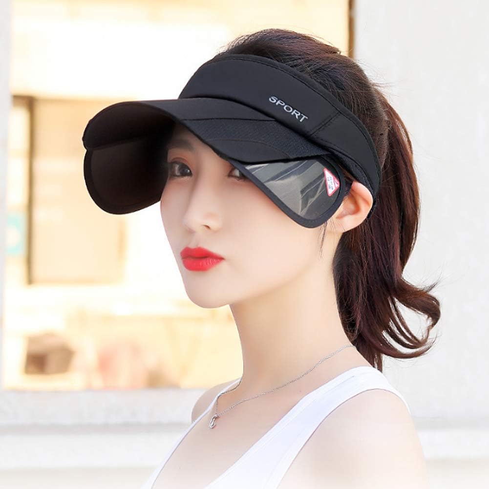 Summer Sun Visor Hat - Women Adjustable Golf Cap with Retractable Brim, UV Protection Beach/Tennis Sport Hat