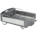 KitchenAid Large Capacity Full Size Rust Resistant Dish Rack with Angled Drain Board and Removable Flatware Caddy, Light Grey