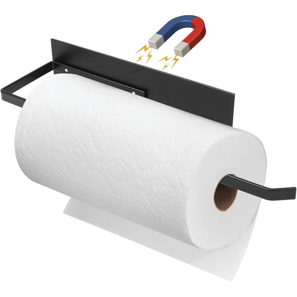Paper Towel Holder, Magnetic Paper Towel Holder for Fridge, Toilet Paper Roll Holder Magnet Towel Rack Wall Mount Fridge Organizer for Paper Towels Rolls Bathroom Pantry RV Kitchen Storage