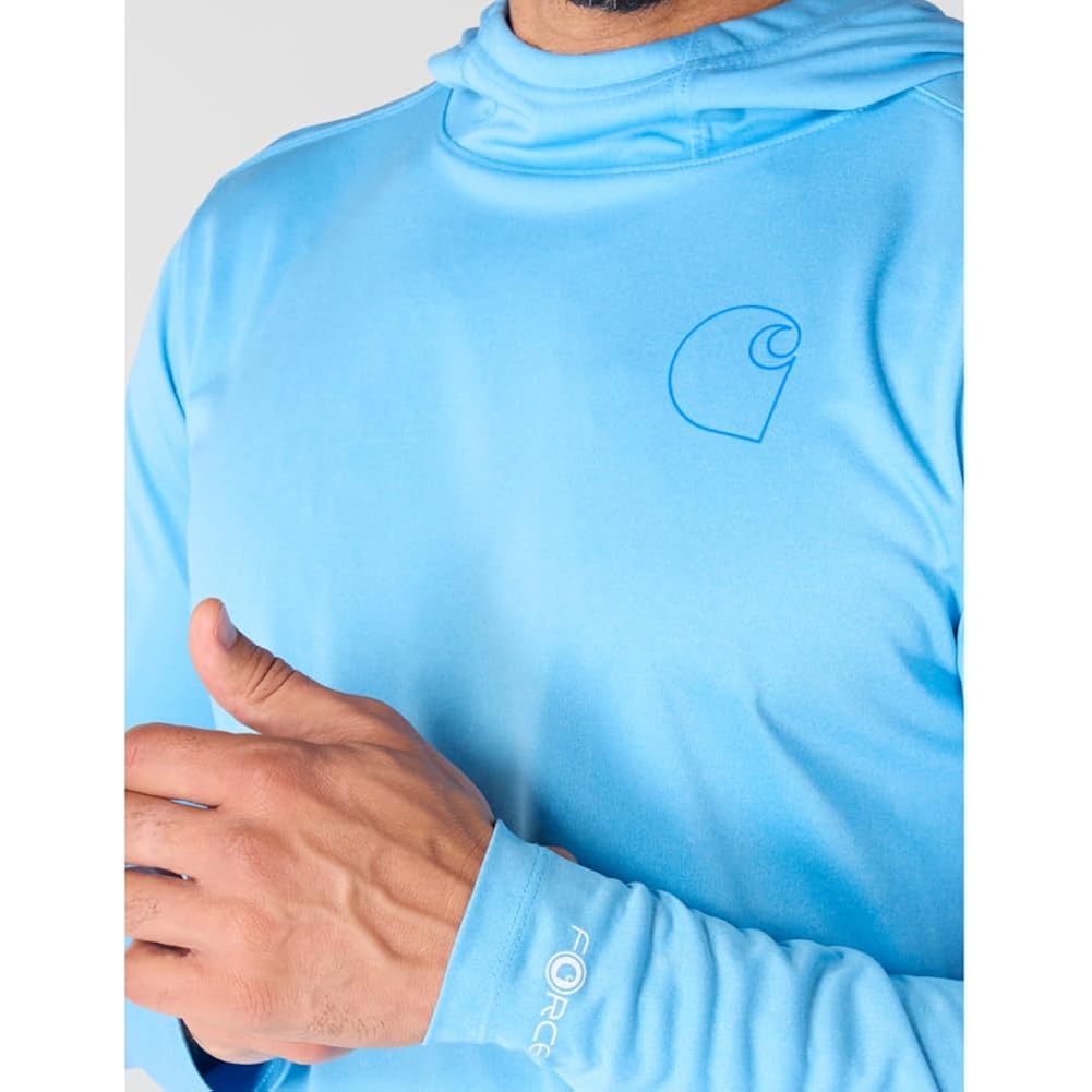 Carhartt Men'S Force Sun Defender™ Lightweight Long-Sleeve Hooded Logo Graphic T-Shirt