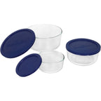 Pyrex Simply Store (3-Pack) Glass Food Storage Containers Set, (2, 4 & 7 Cup) Meal Prep Containers With Plastic BPA-Free Lids, Dishwasher & Microwave Safe