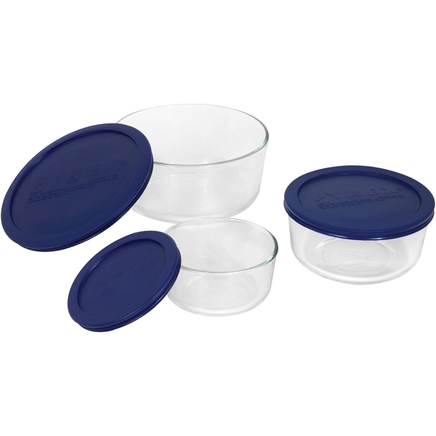 Pyrex Simply Store (3-Pack) Glass Food Storage Containers Set, (2, 4 & 7 Cup) Meal Prep Containers With Plastic BPA-Free Lids, Dishwasher & Microwave Safe