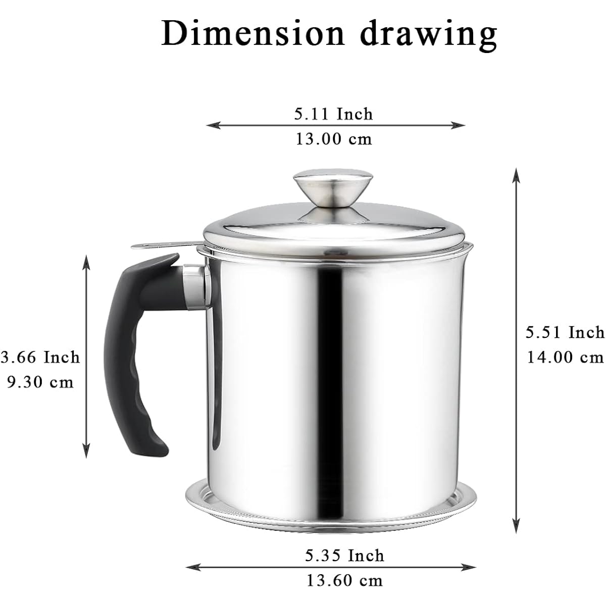 Kyraton Bacon Grease Container With Strainer, 48 Oz Stainless Steel Oil Container, Pot Fat Storage With Lid, Easy Grip Handle Suitable For Storing Frying Oil And Cooking Grease 1. Silver