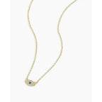 gorjana - Evil Eye Pendant Necklace - 18K Gold Plated - Adjustable Link Chain wITH White CZ and London Blue Nanogem Talisman - Perfect for Layering - Long-Lasting