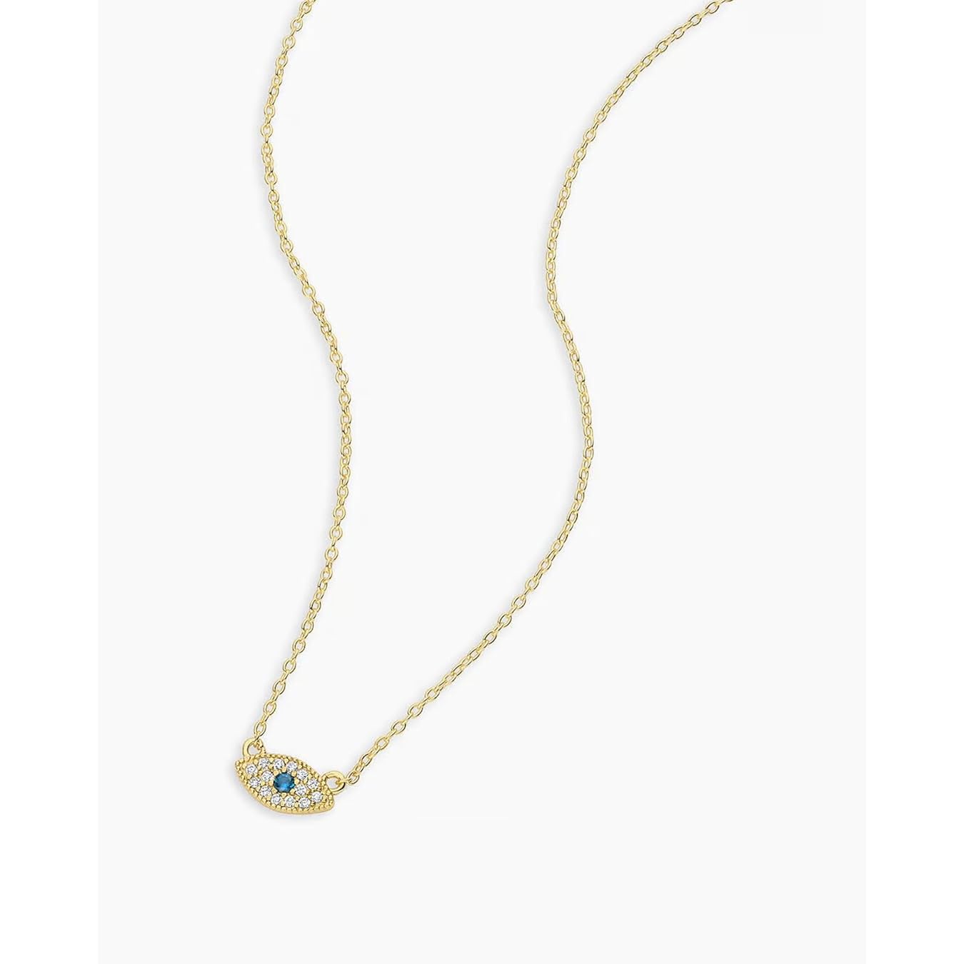 gorjana - Evil Eye Pendant Necklace - 18K Gold Plated - Adjustable Link Chain wITH White CZ and London Blue Nanogem Talisman - Perfect for Layering - Long-Lasting