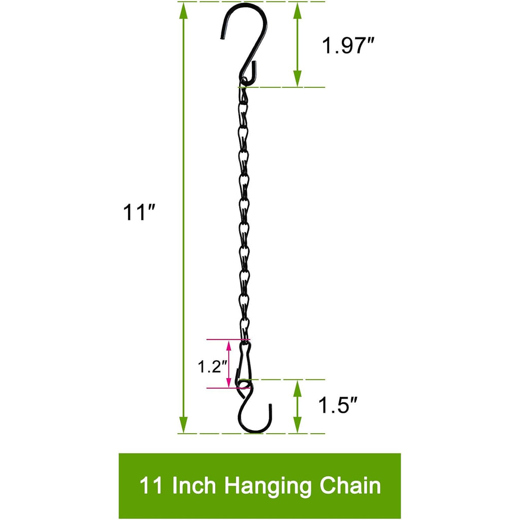 Chain For Hanging Plants,11 Inch Black Hanging Chain, Small Hanging Basket Chain Kits With Hooks For Bird Feeder Hanging Basket Extender Porch Wind Chime (Black, 11 Inch-6Pcs)