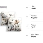 KKVEE Flower Throw Pillow Covers 18x18 Set of 2, Flowers Pillow Cushion Cases, Modern Decorative Square Pillowcases for Sofa Couch Bedroom Living Room Car