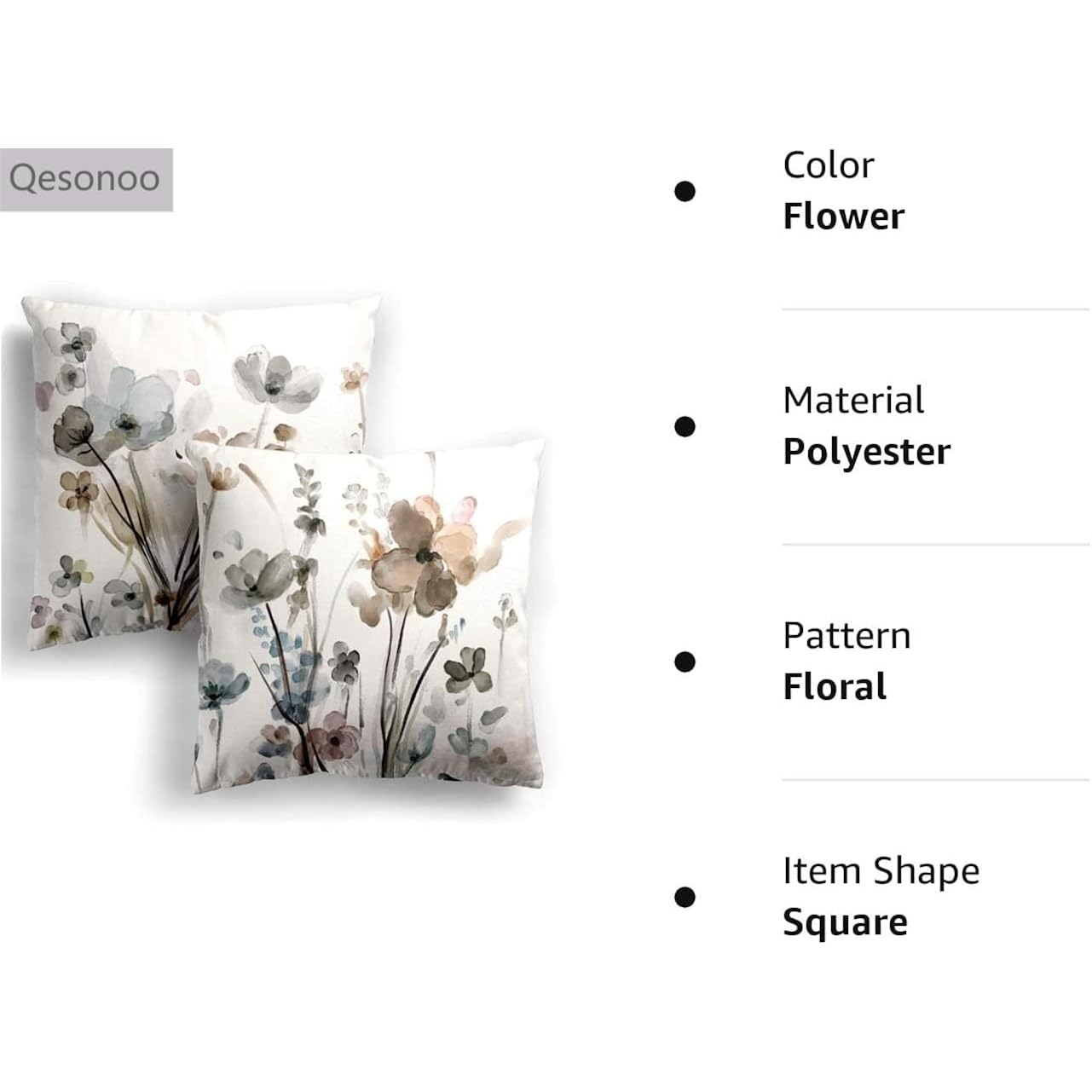 KKVEE Flower Throw Pillow Covers 18x18 Set of 2, Flowers Pillow Cushion Cases, Modern Decorative Square Pillowcases for Sofa Couch Bedroom Living Room Car