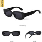 Retro Rectangle Sunglasses Women and Men Vintage Small Square Sun Glasses UV Protection Glasse 2 Pack Black+leopard Frame Full Brown Lens