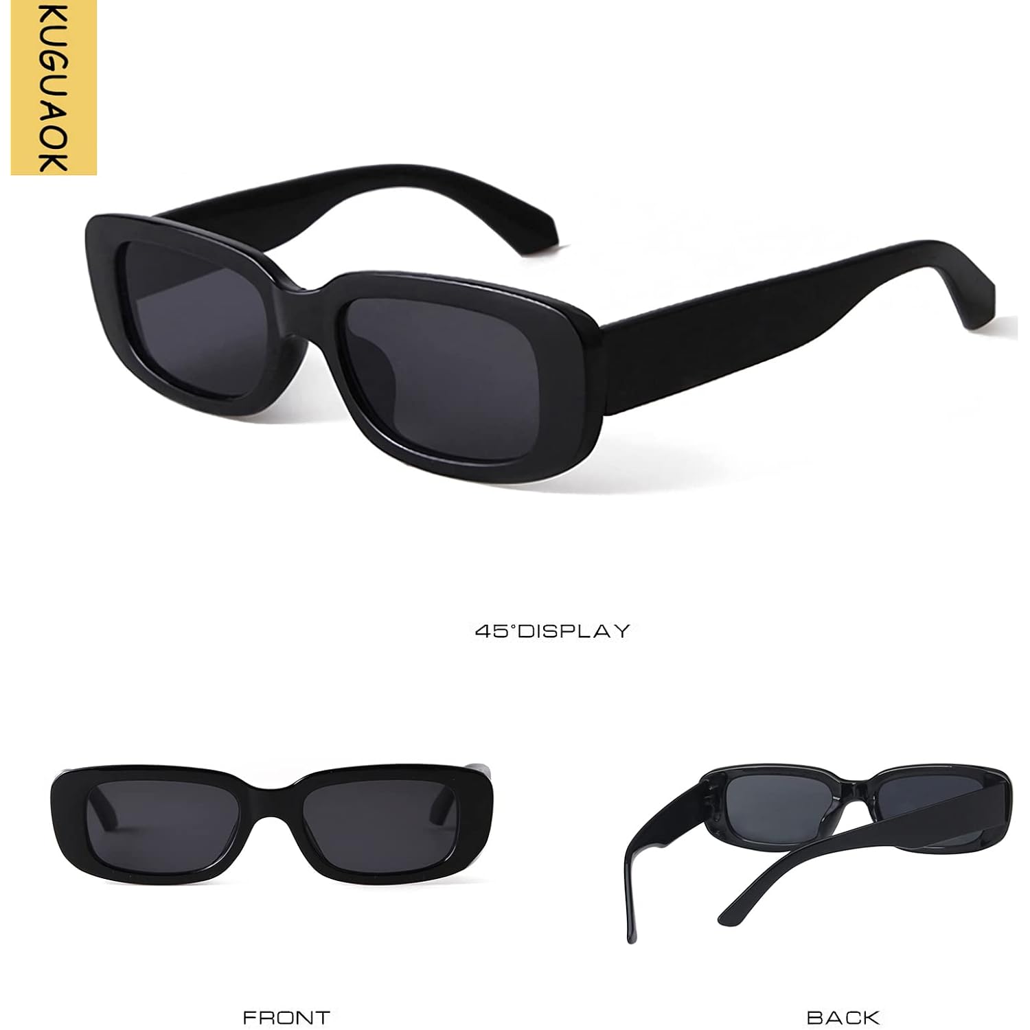 Retro Rectangle Sunglasses Women and Men Vintage Small Square Sun Glasses UV Protection Glasse 2 Pack Black+leopard Frame Full Brown Lens
