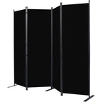 Room Divider 6Ft Portable Room Dividers And Folding Privacy Screens, Fabric Divider For Room Separation, Partition Room Dividers Freestanding Wall Divider Screen Studio (Black, 4 Panel-88'')