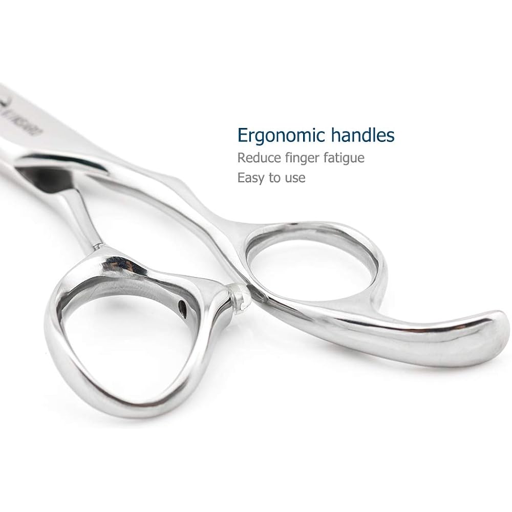 5.5" Barber Hair scissors Professional Hair Cutting Shears 440C Hair Cutting Scissors Shears Haircut Scissors Silvery Convex Blades KINSARO for Hairdresser Barber or Home Use