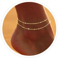 DEARMAY Dainty 14K Gold Plated Ankle Bracelets for Women, Waterproof 14K Gold Plated Link Chain Anklets Non Tarnish Set Pack Summer Beach Jewelry Gift