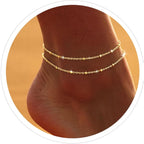 DEARMAY Dainty 14K Gold Plated Ankle Bracelets for Women, Waterproof 14K Gold Plated Link Chain Anklets Non Tarnish Set Pack Summer Beach Jewelry Gift