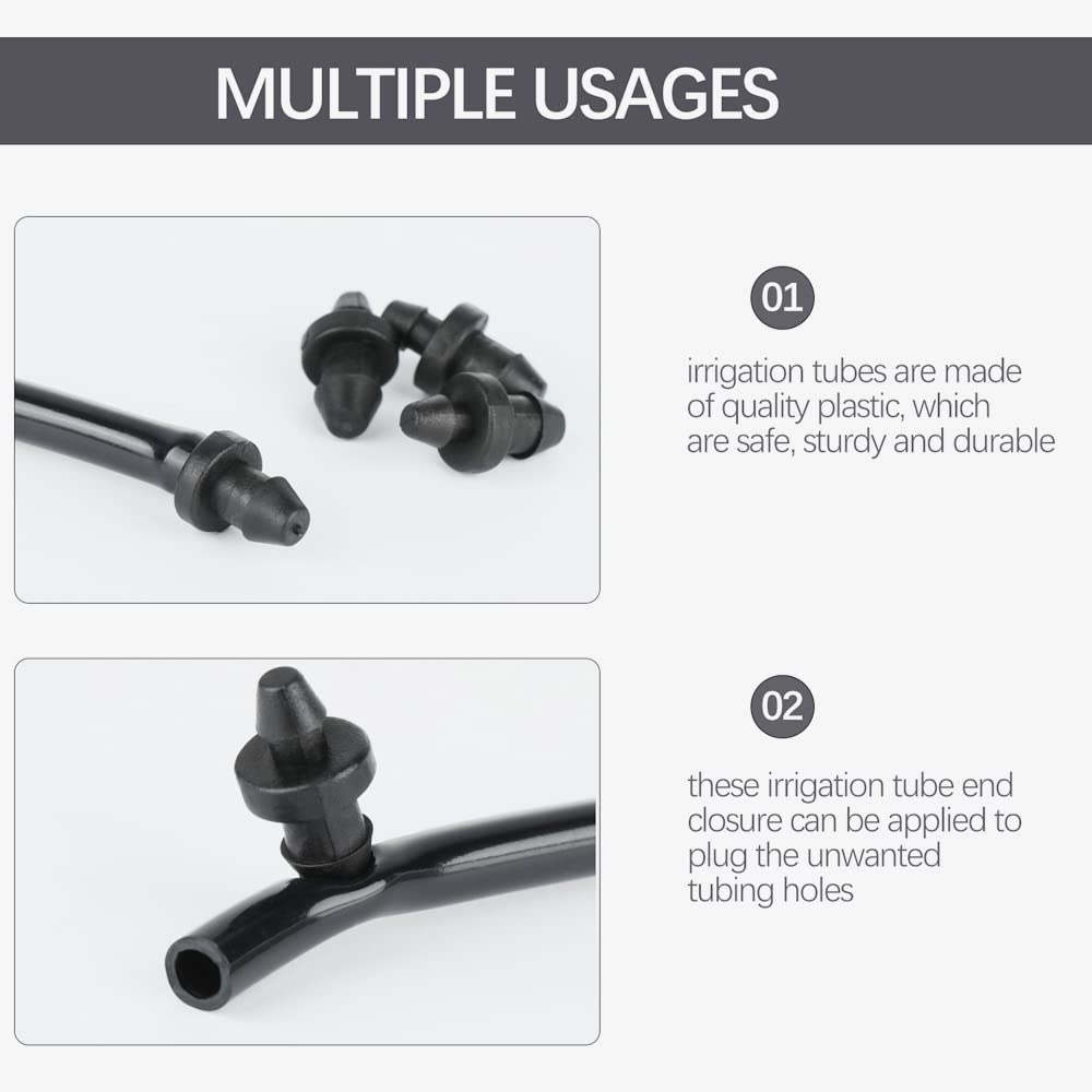 60 Pieces Drip Irrigation 1/4" Barbed Tubing End Plugs,Barbed Connectors End Cap For Drip Or Sprinkler Systems