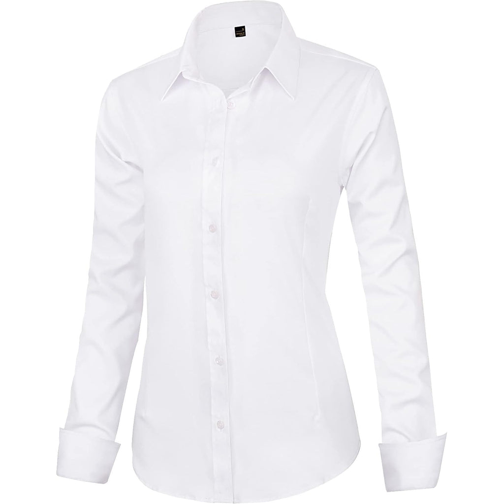 Womens Dress Shirts Long Sleeve Button Down Shirt Wrinkle-Free Business Casual Blouse Office Work Tops