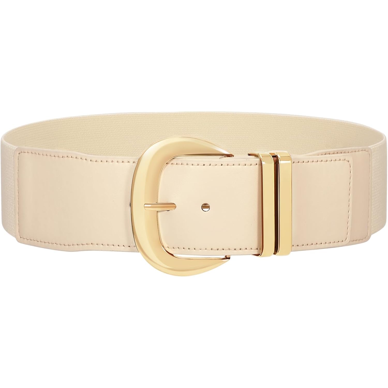 WHIPPY Women Wide Elastic Waist Belt for Dresses Fashion Gold Buckle Stretchy Leather Waistband for Ladies