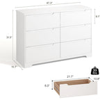 Gizoon 6 Drawer Double Dresser For Bedroom With Anti-Tip Design, Modern Wide Wooden Chest Of Drawers With Cut-Out Handles, Closet Storage Organizer And Tv Stand For Living Room, Hallway, Entryway