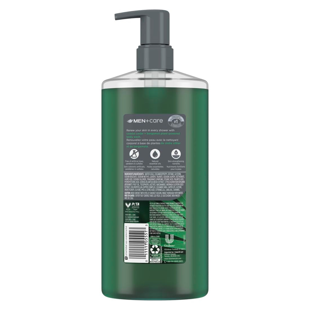 Dove Men Coastal Cedar + Bergamot Moisturizing Body Wash | #1 Dermatologist Body Wash For Men, Sulfate, Paraben, & Dye Free | 26Oz
