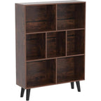 Leyaoyao Cube Bookshelf 3 Tier Mid-Century Rustic Brown Modern Bookcase With Legs,Retro Wood Bookshelves Storage Organizer Shelf,Freestanding Open Book Shelves For Bedroom,Living Room,Office