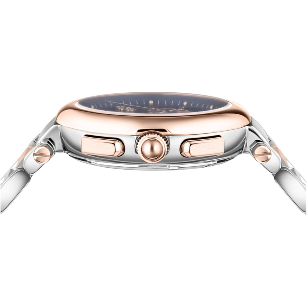 Ferragamo Legacy Collection Luxury Womens Watch Timepiece With A Two Tone Bracelet Featuring A Two Tone Case And Blue Dial