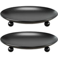 Black Candle Holders for Pillar Candles, Set of 2 Premium Metal Candle Plates Candle Stand for LED or Wax Candles, Decorative Pillar Candle Holder Dish for Table Centerpiece