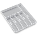 Madesmart Classic Large Silverware Tray - White |Classic Collection | 6-Compartments| Kitchen Drawer Organizer | Soft-Grip Lining And Non-Slip Rubber Feet | Bpa-Free