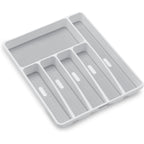 Madesmart Classic Large Silverware Tray - White |Classic Collection | 6-Compartments| Kitchen Drawer Organizer | Soft-Grip Lining And Non-Slip Rubber Feet | Bpa-Free