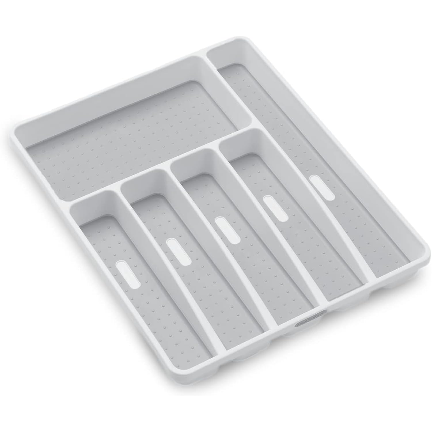 Madesmart Classic Large Silverware Tray - White |Classic Collection | 6-Compartments| Kitchen Drawer Organizer | Soft-Grip Lining And Non-Slip Rubber Feet | Bpa-Free