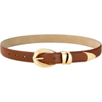 Belts for Women with Gold Buckle – Adjustable Black leather Belt for Jeans, Dress, Pants