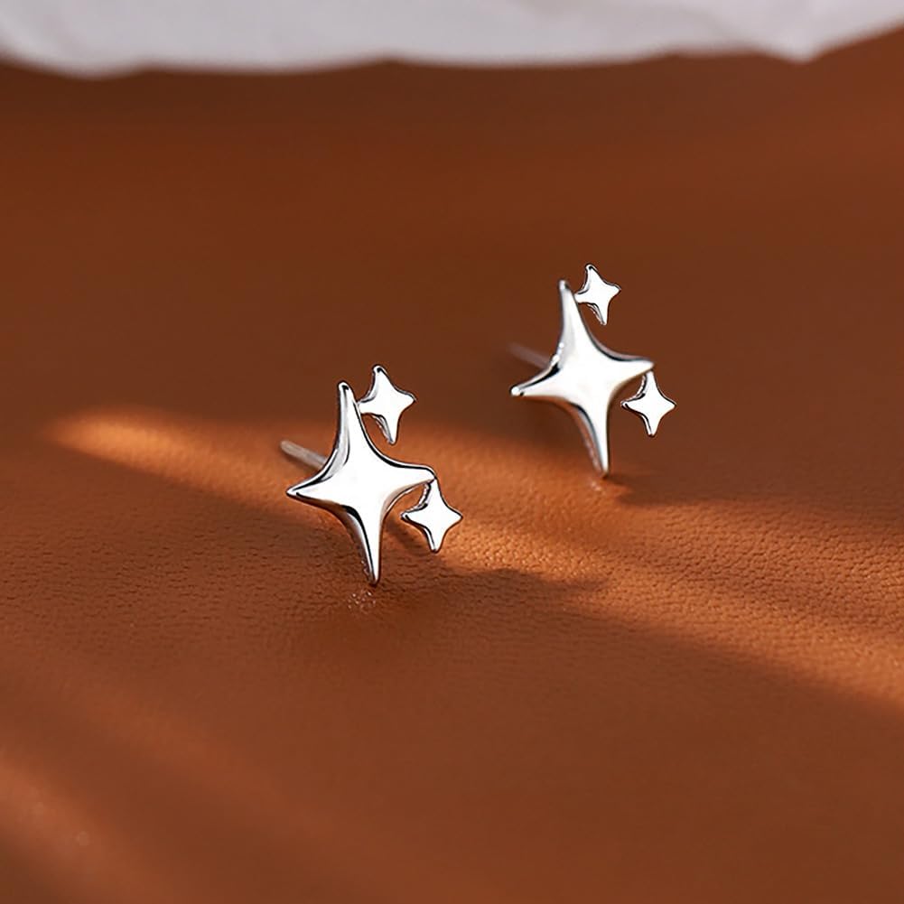 Sterling Silver Post Star Stud Earrings for Women Teen Girls Gifts Trendy Hypoallergenic Small Post Pierced Studs Earrings Jewelry