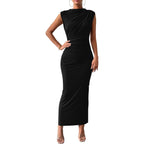 Btfbm Women Ruched Bodycon Maxi Dresses Summer Casual Sleeveless Lightweight Slit Elegant Cocktail Wedding Guest Dress