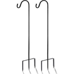 2 Pack Shepherd Hook, Black, 31 Inch, Adjustable Height, 1/2" Thick | Protected By U.S. Patent, Ideal For Hanging Solar Lights, Lanterns,Bird Feeders Flower Baskets & Wind Chimes
