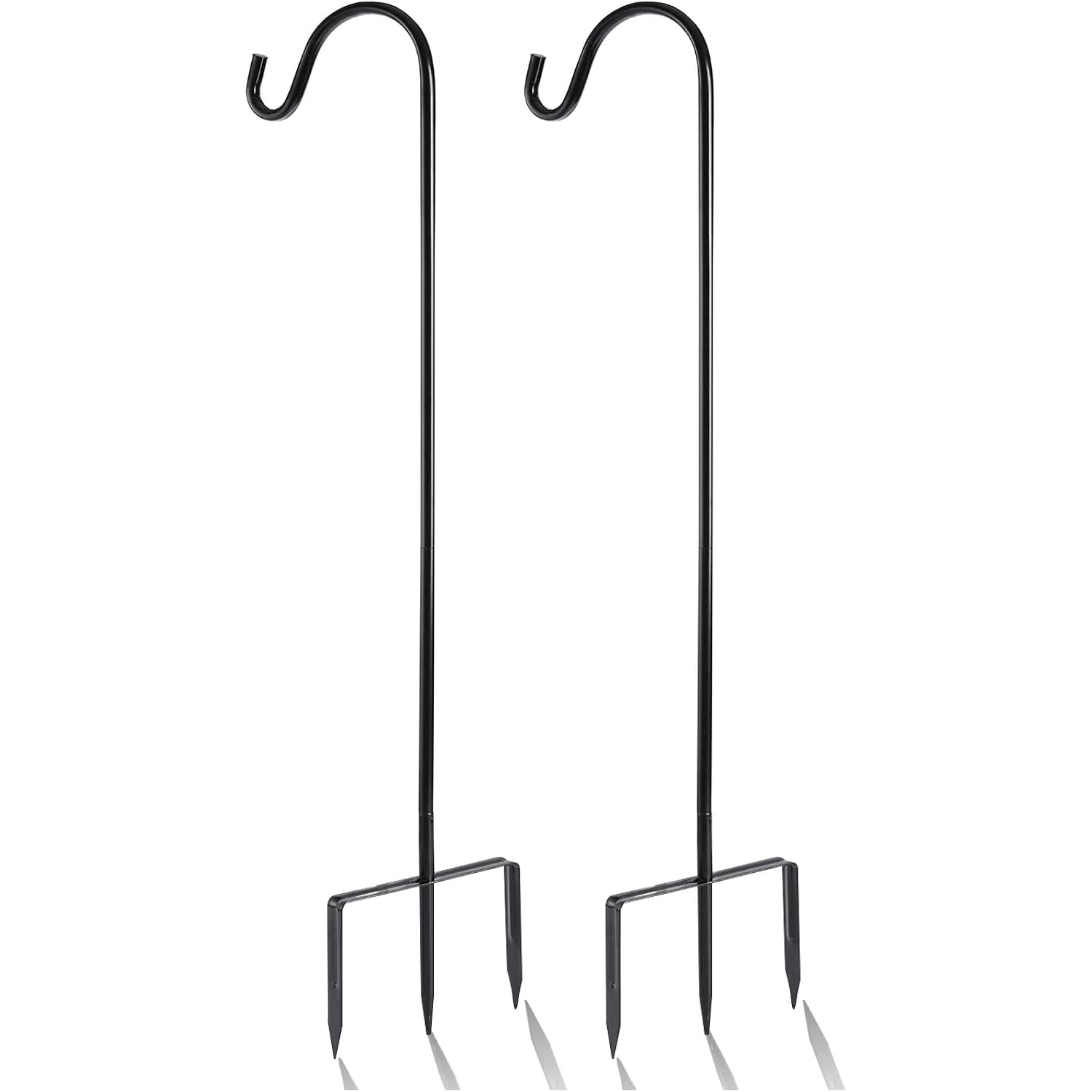2 Pack Shepherd Hook, Black, 31 Inch, Adjustable Height, 1/2" Thick | Protected By U.S. Patent, Ideal For Hanging Solar Lights, Lanterns,Bird Feeders Flower Baskets & Wind Chimes