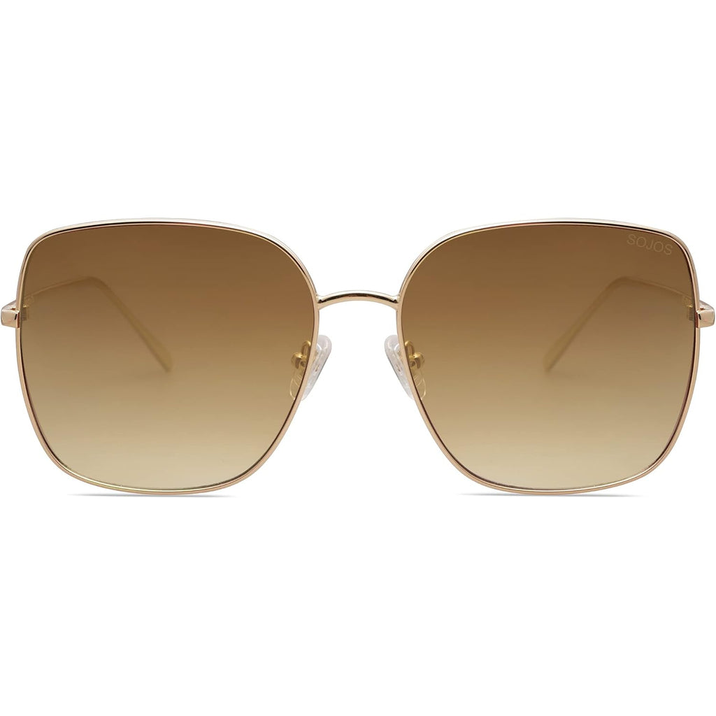 SOJOS Trendy Oversized Square Metal Frame Sunglasses for Women Men Retro Big Flat Lens UV Protection Sunglasses SJ1146