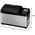 Zojirushi Bb Pdc20Ba Virtuoso Plus 2 Lb Breadmaker, Black | 2-Lb Loaf, Dual Kneading Blades And Lid And Bottom Heaters For Even Baking, Gluten-Free, Vegan And Rapid Programs, 120V/700W