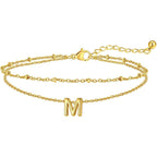 FaithHeart Initial Ankle Bracelets for Women, Waterproof 14k Gold Plated Initial Anklets Non Tarnish Stainless Steel Cute Layered Anklet Summer Beach Jewelry