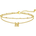 FaithHeart Initial Ankle Bracelets for Women, Waterproof 14k Gold Plated Initial Anklets Non Tarnish Stainless Steel Cute Layered Anklet Summer Beach Jewelry